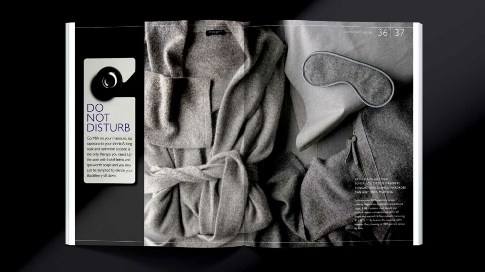 W Hotel, WISH catalog spread highlighting relaxation items, created by PlanetFab
