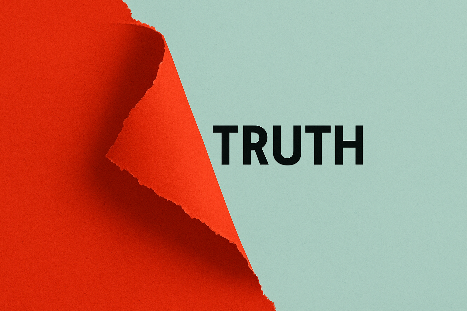 Conceptual flat illustration showing torn paper revealing the word “truth,” symbolizing brand transparency in modern branding.