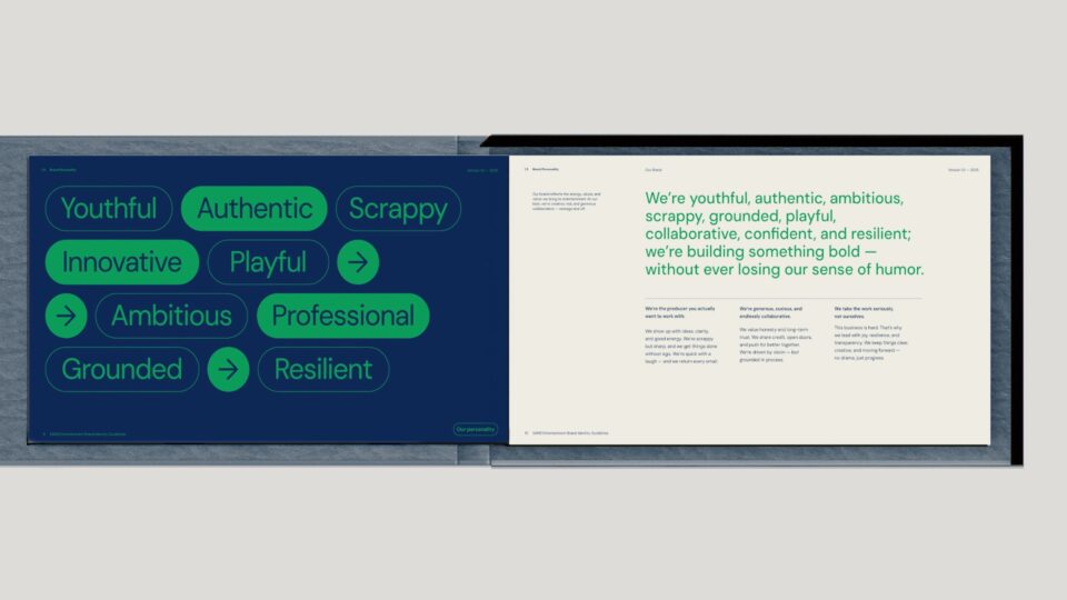 Brand personality keywords and values from Sams Entertainment Broadway guidelines