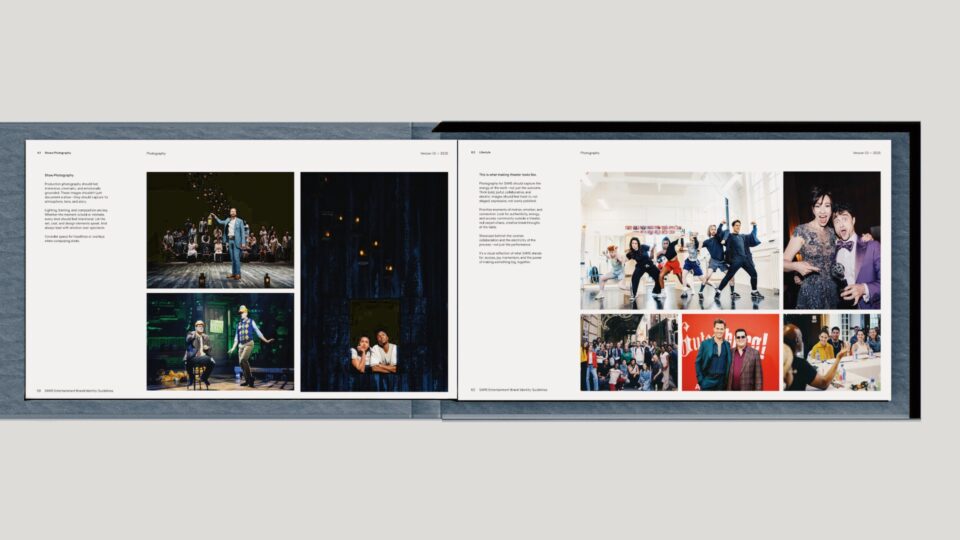 Visual identity guidelines for Sams Entertainment Broadway branding