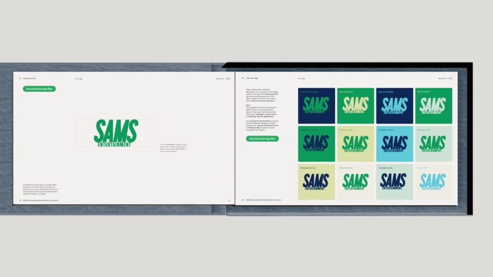 Logo color variations from Sams Entertainment Broadway brand guidelines
