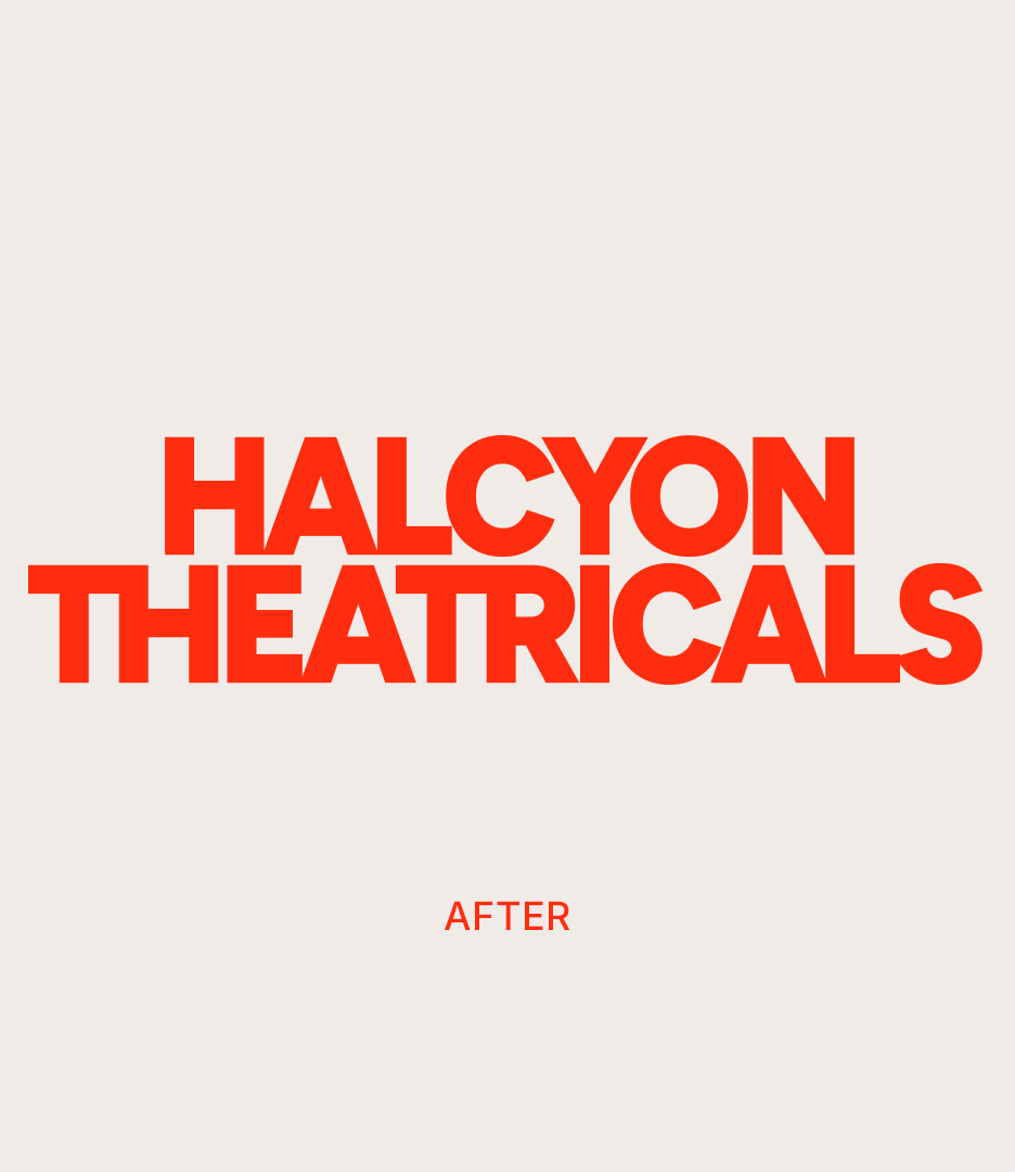 Red Halcyon Theatricals logo on a light background, shown after the company’s rebrand.